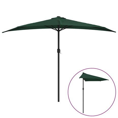 Balkonparasol half met aluminium paal 300x155 cm groen 2