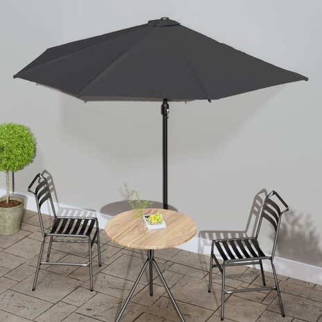 Balkonparasol half met aluminium paal 300x155 cm antraciet 1