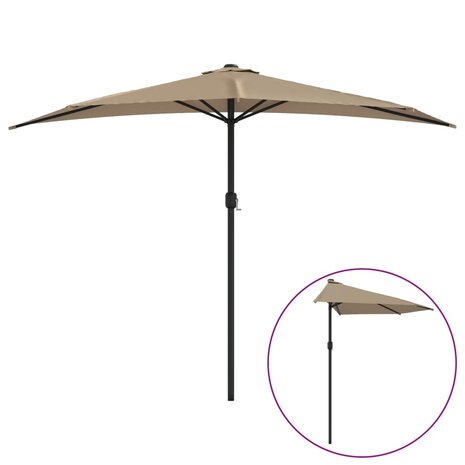 Balkonparasol half met aluminium paal 300x155 cm taupe 2