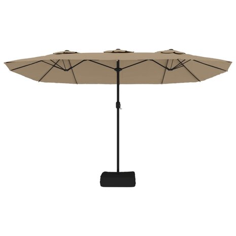 Parasol dubbel met LED 449x245 cm taupe 5