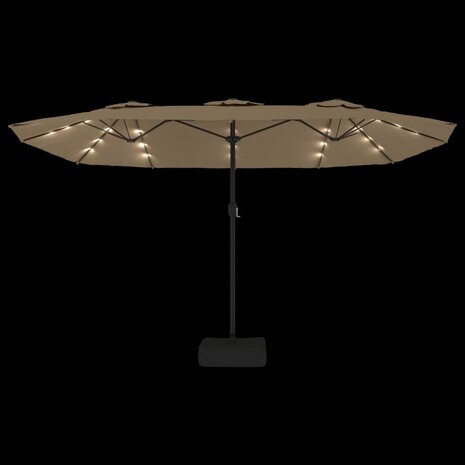 Parasol dubbel met LED 449x245 cm taupe 6