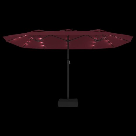 Parasol dubbel met LED 449x245 cm bordeauxrood 6