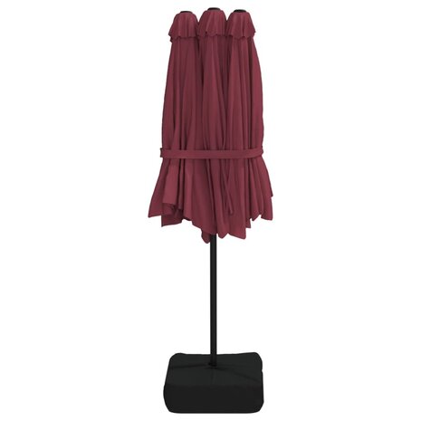 Parasol dubbel met LED 449x245 cm bordeauxrood 7