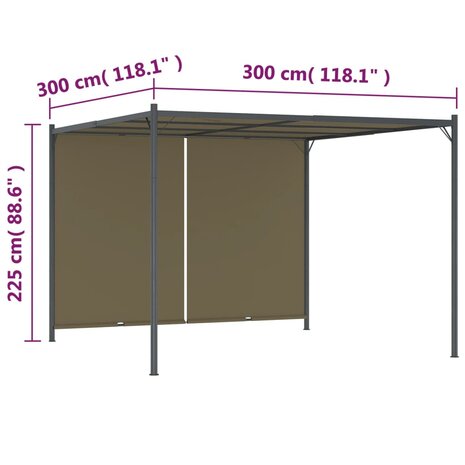 Pergola met uittrekbaar dak 180 g/m² 3x3 m taupe 7