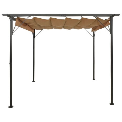 Pergola met uittrekbaar dak 180 g/m² 3x3 m staal taupe 2