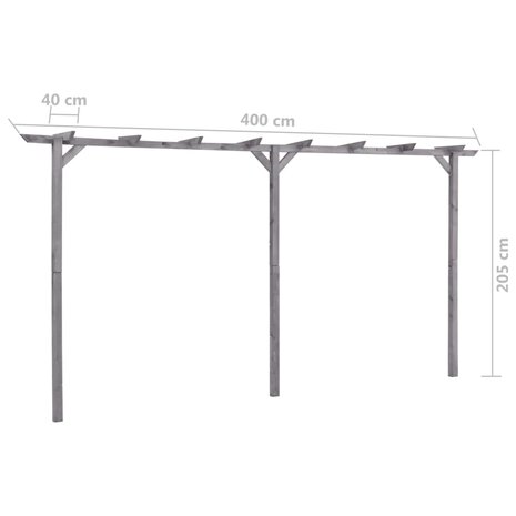 Pergola 400x40x205 cm geïmpregneerd grenenhout grijs 5