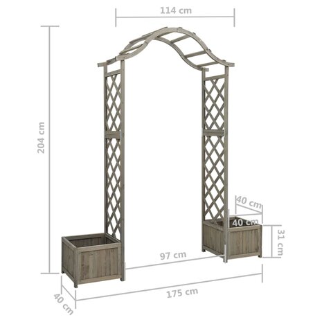 Pergola met plantenbak massief vurenhout grijs 5