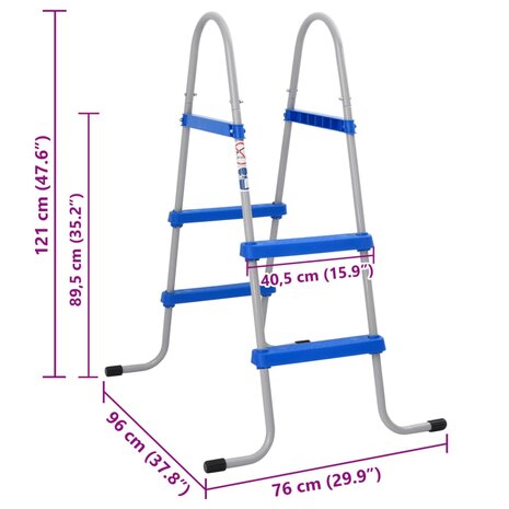 Zwembadladder voor bovengronds zwembad 84 cm staal en kunststof 6