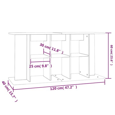 Aquariumstandaard 120x40x60 cm bewerkt hout gerookt eikenkleur 8