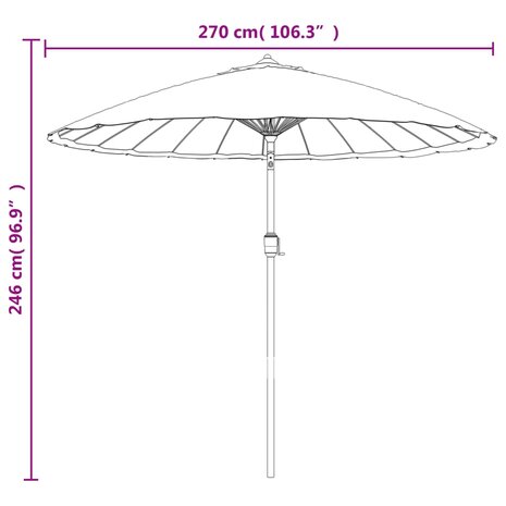 Parasol met aluminium paal 270 cm taupe 8