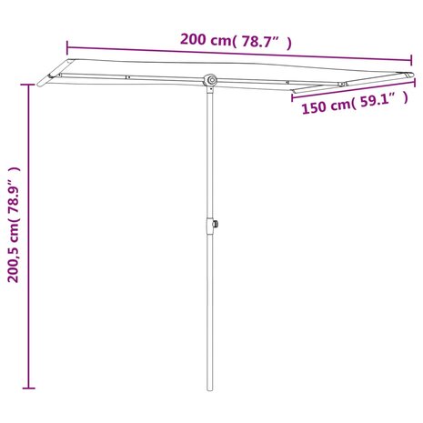 Parasol met aluminium paal 2x1,5 m groen 11