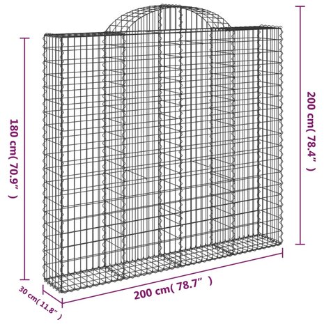 Schanskorven 3 st gewelfd 200x30x180/200 cm ijzer 6