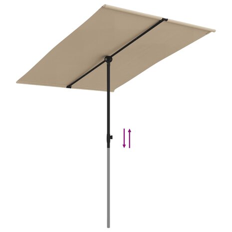 Parasol met aluminium paal 2x1,5 m taupe 7