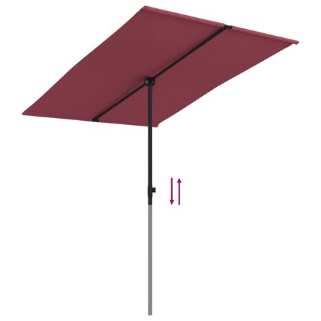 Parasol met aluminium paal 2x1,5 m bordeauxrood 7