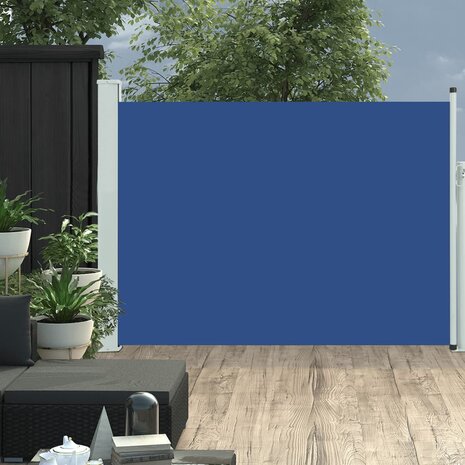 Tuinscherm uittrekbaar 117x500 cm blauw 1