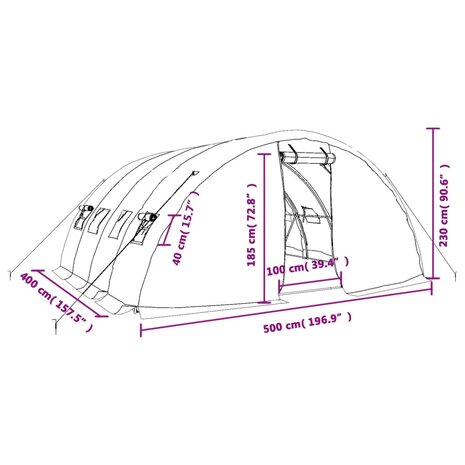 Tuinkas met stalen frame 20 m² 5x4x2,3 m groen 12