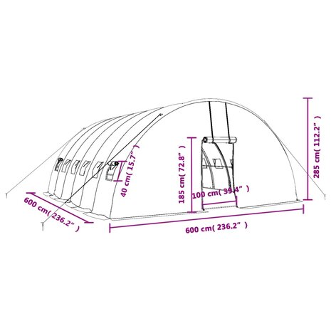 Tuinkas met stalen frame 36 m² 6x6x2,85 m wit 12