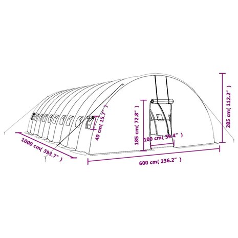 Tuinkas met stalen frame 60 m² 10x6x2,85 m wit 12