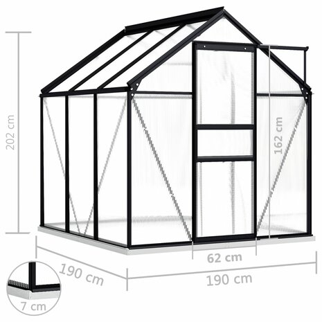 Tuinkas met basisframe 3,61 m³ aluminium antracietkleurig 6