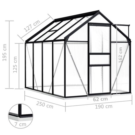 Tuinkas met basisframe 4,75 m² aluminium antracietkleurig 6