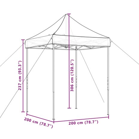 Partytent inklapbaar pop-up 200x200x306 cm beige 9