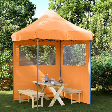 Partytent inklapbaar pop-up met 2 zijwanden oranje 1