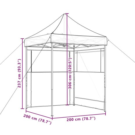 Partytent inklapbaar pop-up met 2 zijwanden oranje 9