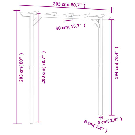 Pergola 205x40x203 cm hout 5