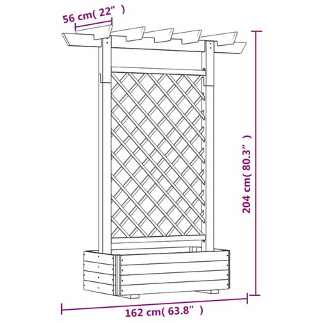 Pergola plantenbak 162x56x204 cm hout 5