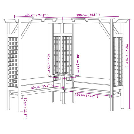 Hoekpergola met bank geïmpregneerd grenenhout 6