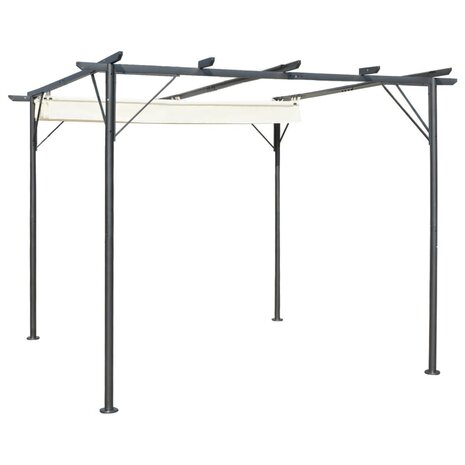 Pergola met uitschuifbaar dak 3x3 m staal crémewit 2