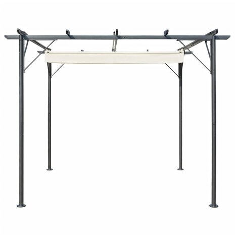 Pergola met uitschuifbaar dak 3x3 m staal crémewit 4