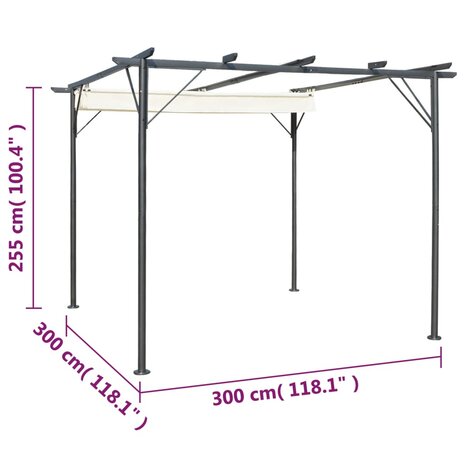 Pergola met uitschuifbaar dak 3x3 m staal crémewit 7