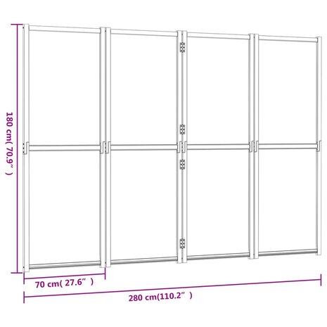 Kamerscherm met 4 panelen 280x180 cm zwart 7