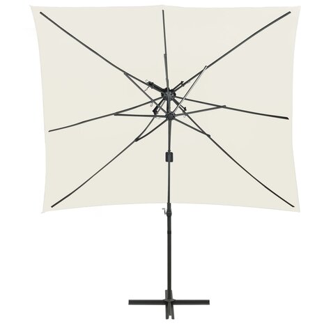 Zweefparasol met dubbel dak 250x250 cm zandkleurig 2