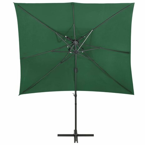 Zweefparasol met dubbel dak 250x250 cm groen 3