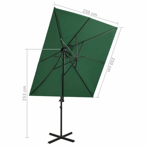 Zweefparasol met dubbel dak 250x250 cm groen 8