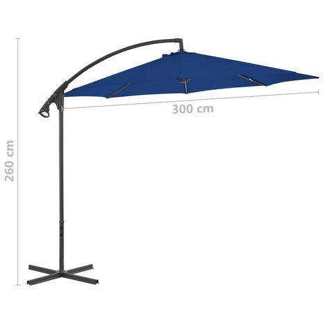 Zweefparasol met stalen paal 300 cm azuurblauw 7