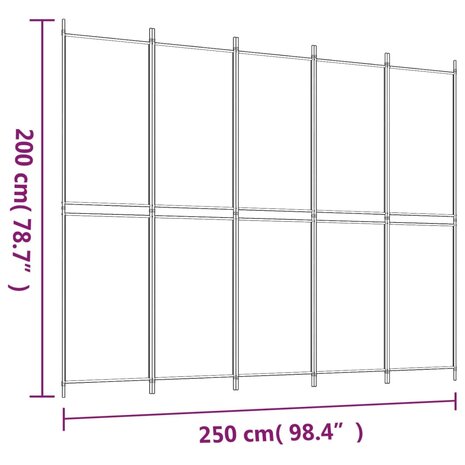 Kamerscherm met 5 panelen 250x200 cm stof bruin 8