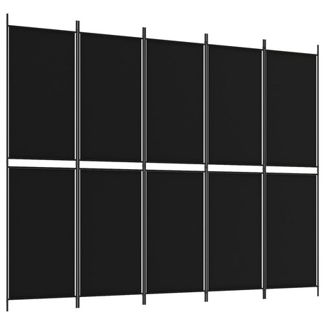 Kamerscherm met 5 panelen 250x200 cm stof zwart 2