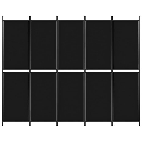 Kamerscherm met 5 panelen 250x200 cm stof zwart 3