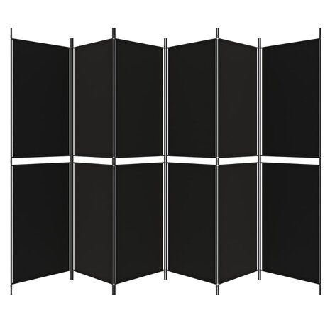 Kamerscherm met 6 panelen 300x200 cm stof zwart 5