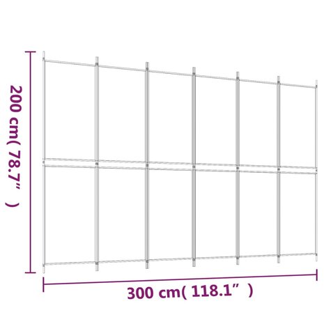 Kamerscherm met 6 panelen 300x200 cm stof zwart 8