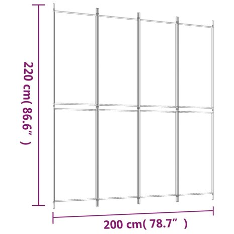 Kamerscherm met 4 panelen 200x220 cm stof bruin 8