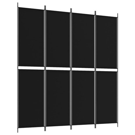 Kamerscherm met 4 panelen 200x220 cm stof zwart 2