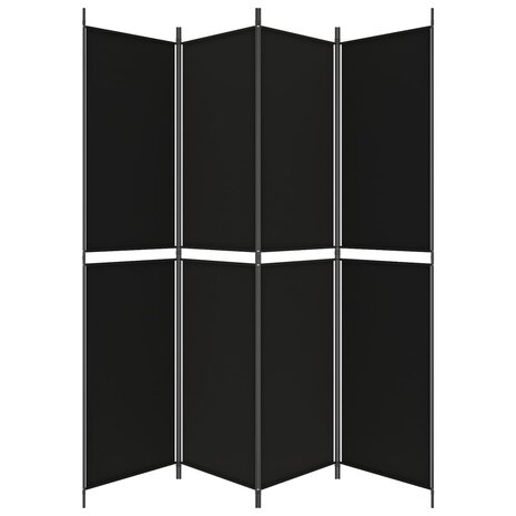 Kamerscherm met 4 panelen 200x220 cm stof zwart 4