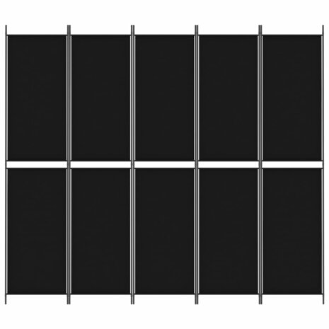 Kamerscherm met 5 panelen 250x220 cm stof zwart 3