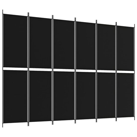 Kamerscherm met 6 panelen 300x220 cm stof zwart 2