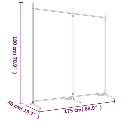 Kamerscherm met 2 panelen 175x180 cm stof zwart 8