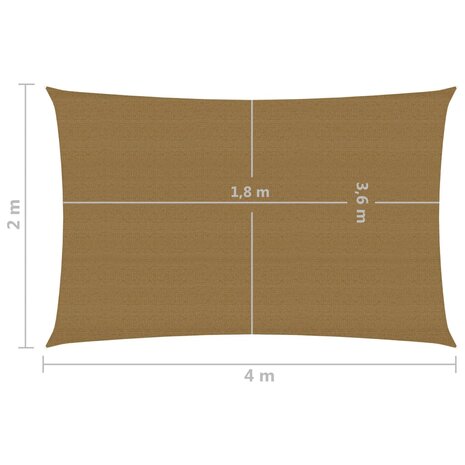 Zonnezeil 160 g/m² 2x4 m HDPE taupe 6